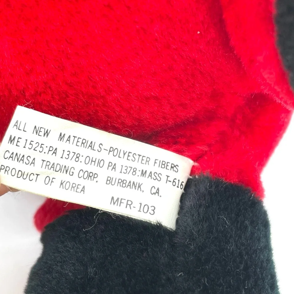 Disney Mickey Mouse Plush Toy Unisex OS Black Red Vintage Classic Disneyland